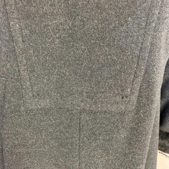Vintage JNY Wool Cashmere Maxi Overcoat Coat 6 Black Faux Fur Trim Collar Cuffs - Picture 7 of 16